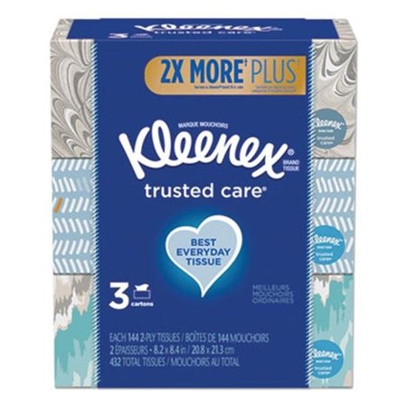 KIMBERLY-CLARK Kimberly-Clark 50219 2-Ply Trusted Care Facial Tissue; White - 144 Per Box - 3 Box Per Pack - 12 Per Case 50219